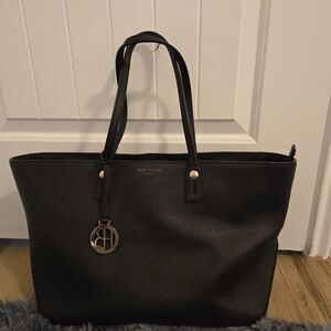 Henri Bendel Women's Black  Tote Leather Purse Shoulder Bag